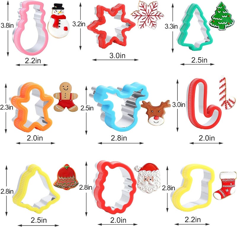 CokiArt Christmas Cookie Cutters Mold Set, 9 Pieces Cookie and Fruit Cutter Molds, DIY Food and Decoration Accessories - Image 2